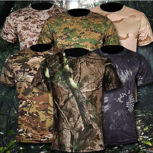 Python Pattern Camouflage Physical Training Suit Shortsleeved Mens Summer T-shirt Ultra-light Quick-dry Stretch Outdoor Sports