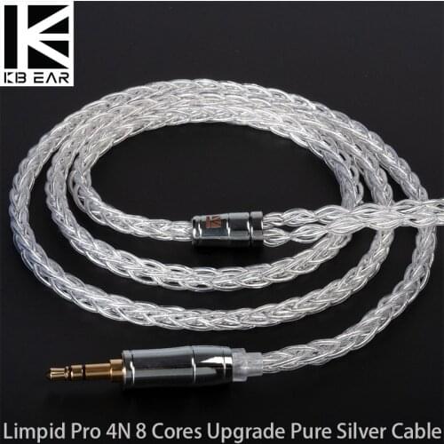AK KBEAR-Limpid Pro 4N 8 Cores Upgrade Pure Silver Flagship Cable 2 Pin/ MMCX/ TFZ/ QDC In-ear Earphones Cable for KZ ASX BL01