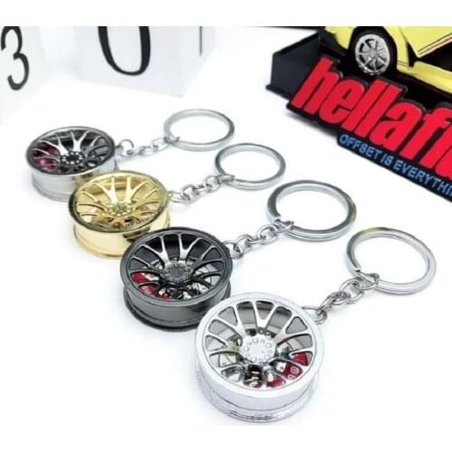 Creative car tire keychain car fans modified wheel key pendant with brake pads business gifts cool key-ring interior accessories