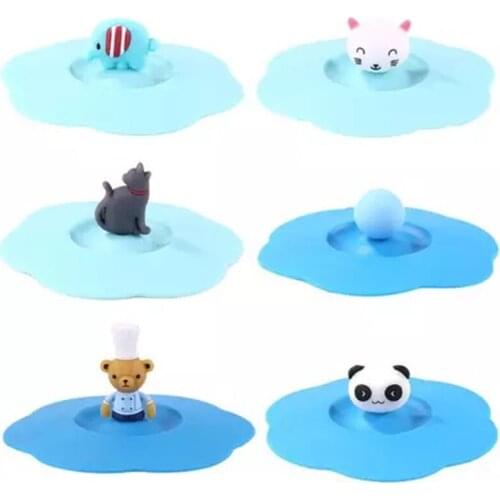 10cm Cup Lid Silicone Cup Cover Anti-dust Cartoon Heat Resistant Recycled Washable Super Cute Silica Gel Driking Cup Lid