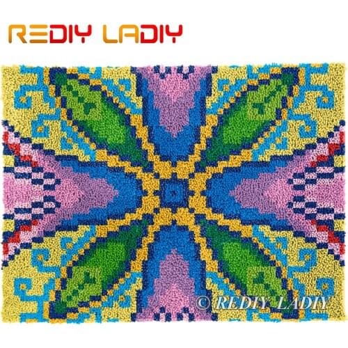 Latch Hook Rug Geometric Pattern S Plush Wall Tapestry Kits DIY Carpet Rug Chunky Yarn Arts Crochet Floor Mat Home Decor 81*61cm