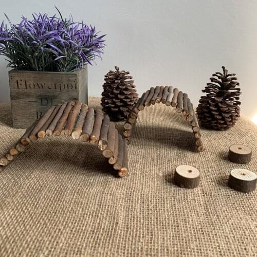 Hamster Bridge Rat Ladder Wooden Bridge Toy for Small Animals Cage Wood Ladder Hide House for Guinea Small Animals Pig Parrot