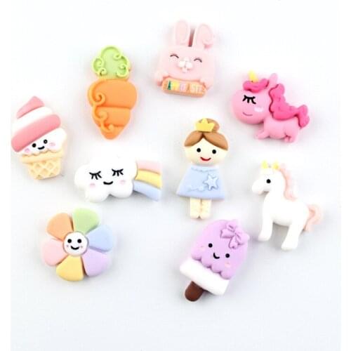 Cartoon rabbit Unicorn Ice Cream 3D Planar Resin DIY Art Sew For Bows Phone Case Crafts Cabochon Charms Accessory,10Yc18999