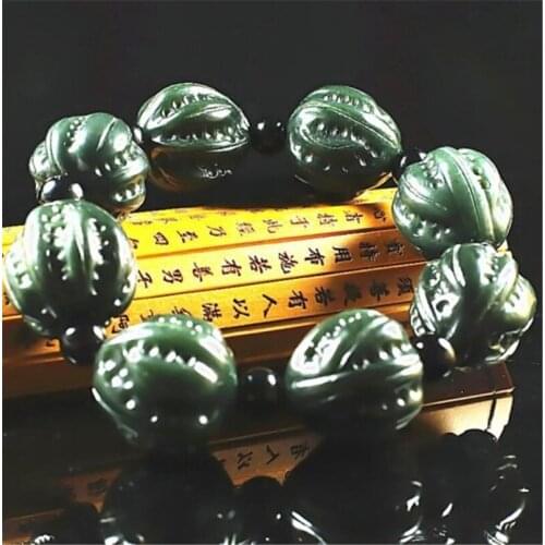 Mens Natural Jade Bracelet Beads Jadite Bracelets Fine Jewelry Round Bangle for Men Women Charm Jewelry Fashion Accessories