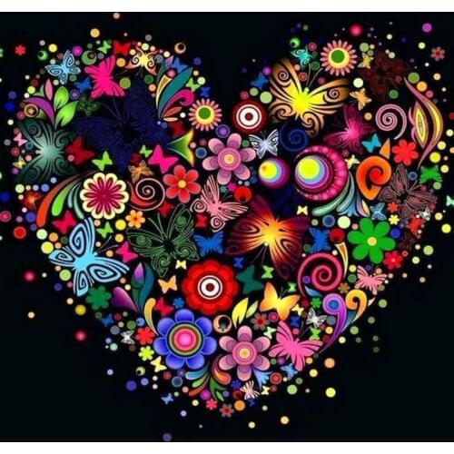 Love Heart Shape Cross Stitch Kit Embroidery Kit Love and Flower Mosaic Diamond Embroidery DIY Diamond Painting Home Decoration