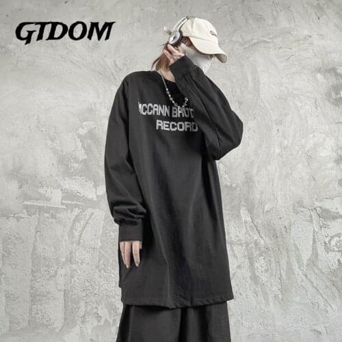 GTDOM Couple 2021 Autumn New Casual T-shirts Cotton Designer Fashion Hip Hop Portrait Printed Long Sleeve O-Neck Loose T-shirt