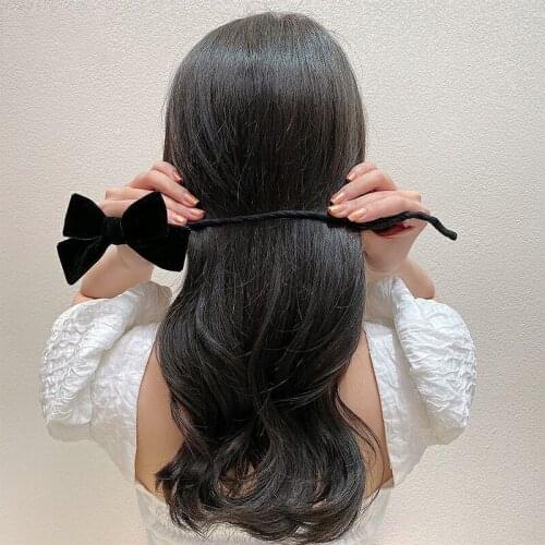 New Velvet Black Double Layer Bowknot Women Hairpin Hairdresser Ponytail Meatball Hair Clip Fashion Lady Headwear Hair Accessory