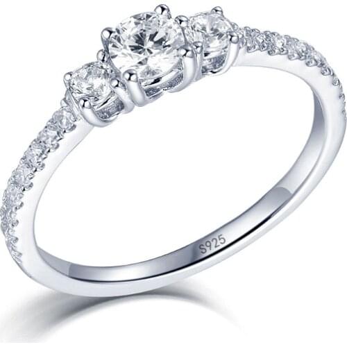 Very Exquisite Small 925 Sterling Silver Ring 0.25 Ct Round Cut SONA Simulated Diamond Engagement Wedding Fashion Female Jewelry