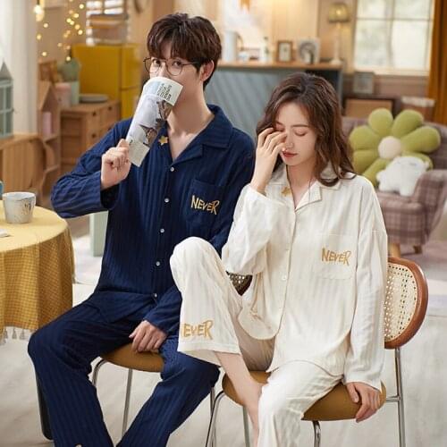 Couple pajamas autumn winter long sleeved cardigan cartoon cute girl loose can wear mens large home suit pajama sets sleepwear