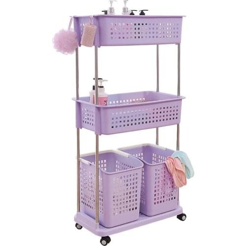 Bathroom racks large multi-layer combination hamper storage basket laundry basket thick plastic pulley storage shelf
