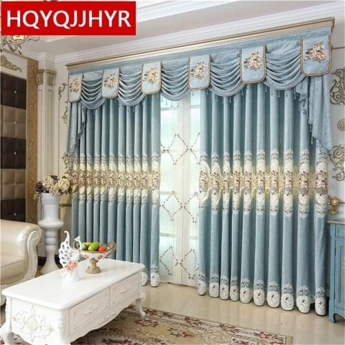 Hot European Royal Palace Luxury Embroidered Curtains For Living Room Window Curtain Bedroom Luxury Voile Drapes Hotel Curtain