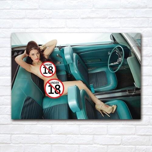 Sexy Beauty in the Car Canvas Cloth Fabric Painting Wall Art Modern Posters And Prints Pictures For Living Room Corridor Decor