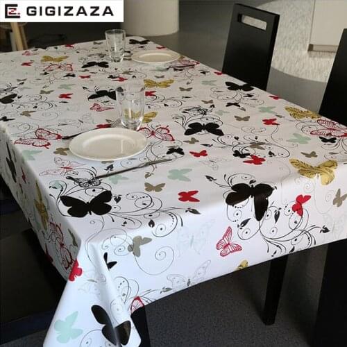 Butterfly Flower PVC Table Cloth Protector Desk Pad Soft Glass Dining Tablecloth Transparent Top Table Cloth Plastic Mat 137