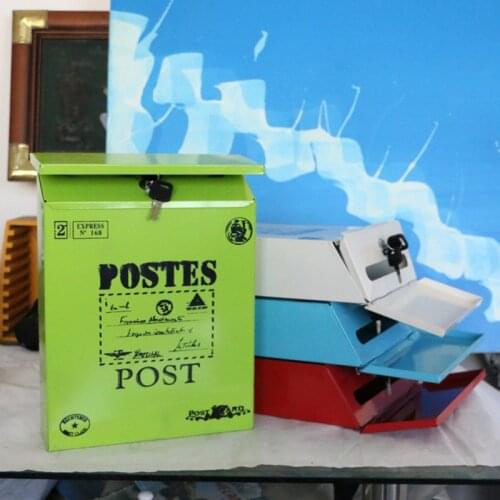 Retro outdoor mailbox withe key lock rain protection suggestion Metal Boxes Newspaper Letter Post Storage Home Garden Supplies