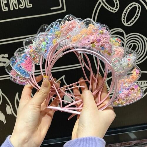 Ruoshui Kids Crown Hairband Quicksand Bezel Girls Hair Accessories Colorful Headband Children Ornaments Princess Gift Head Hoop