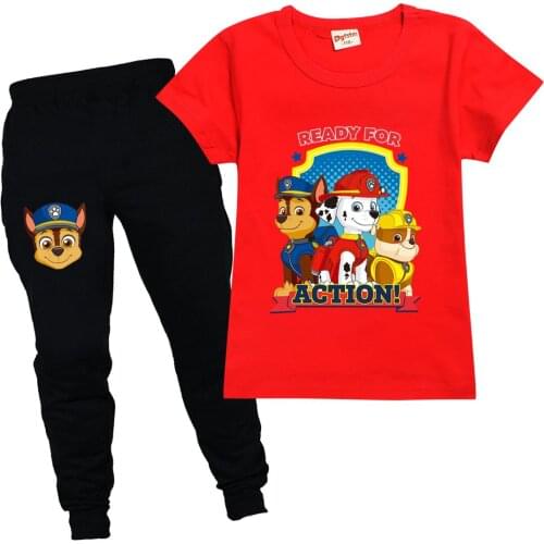 Childrens PAW PATROL Girls T-shirt + trouser suit Preston girls shirt hip-hop top girl clothes kids sports suit