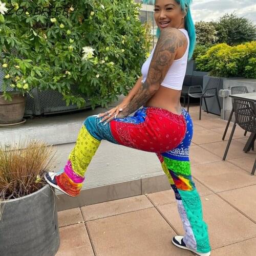 ZOOEFFBB Bandana Print Harem Pants for Women Autumn Sweatpants Casual Loose High Waist Trousers Activewear Sport Cargo Pants