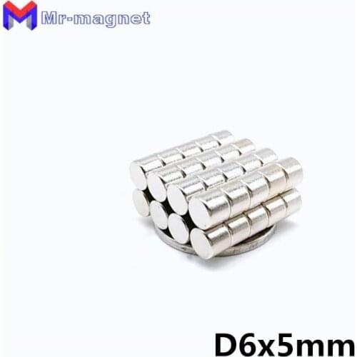 100pcs Hot sale 6x5mm magnet 6x5 N35 super strong rare earth neodymium magnet D6x5, 6mmx5mm small fridge 6*5 magnets D6*5mm