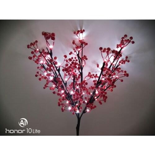 48L LED Red Berry Branch Lamp Vase Floral Lights Home Garden Desktop Party Decor Holiday Birthday Gift Blossom Branch Light