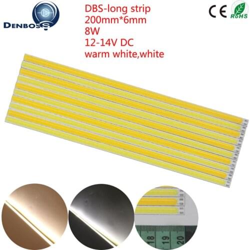 10PCS LED COB Strip 200x6mm Hard LED Strip 12V DC Bar light Warm White for DIY Outdoor light COB Camping Lamp COB led source