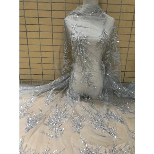 African tulle lace handmade embroidered net lace fabric Top quality with beads SYJ-32685 for bridal dress