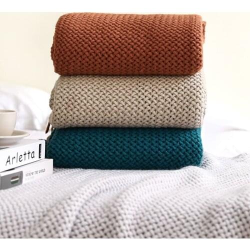 Nordic Knitted Blanket Chunky Throw Blanket Bed Decorative Air Condition Thread Blankets Plaid for Bed Sofa Bedspread on the Bed