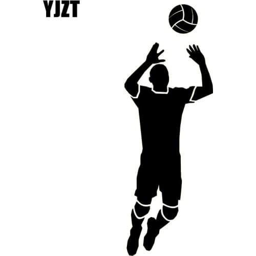 YJZT 6.4CM*17.9CM Volleyball Game Sport Player Ball Feed Passing Fashion Car-Styling Car Sticker Black/Silver C31-0057
