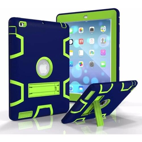 For Apple iPad2 iPad3 iPad4 Kids Safe Armor Shockproof Heavy Duty Silicon+PC Stand Back Case Cover For ipad 2 3 4 Tablet PC