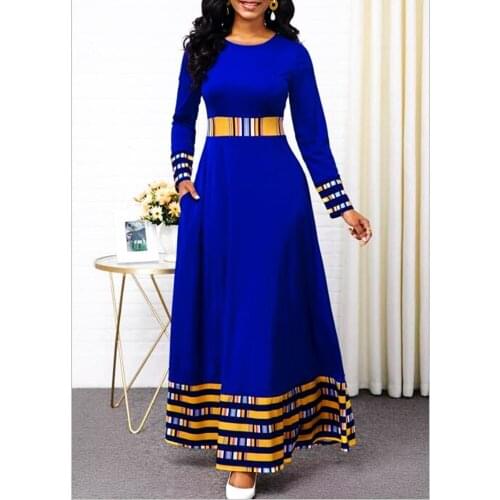 Summer Spring Dress Women 2021 Vintage Long Party Vestidos Casual Plus Size Slim Patchwork Striped Ball Gown Maxi Dresses 5XL