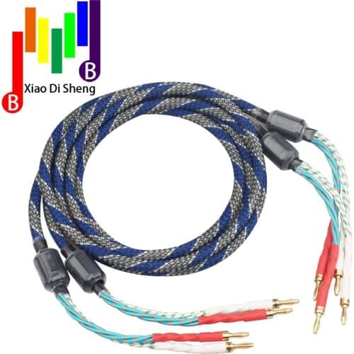 One Pair HIFI speaker cable high Quality amplifier 4n OFC speaker cable with Banana plug audio Hi-end DIY