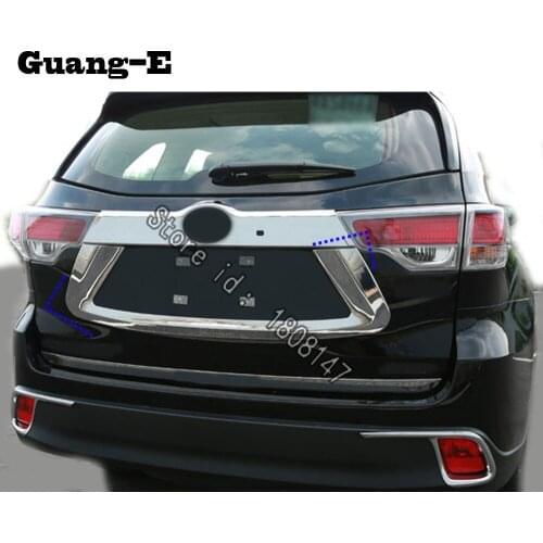 For Toyota Highlander 2018 2019 2020 car sticker detector Rear license frame trunk plate trim Strip bumper hoods parts 1pcs