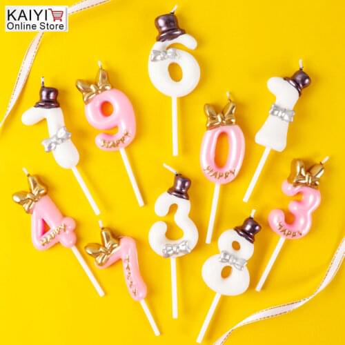 1pcs Number 0-9 Birthday Candle Happy Birthday Cake Candles forParty Crown Candle Cake/ Kids Adult Wedding Decoration Tools
