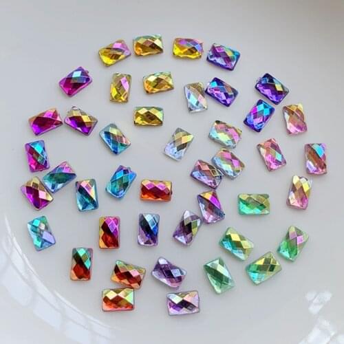 100pcsRectangular acrylic flat back DIY jewelry to make decorative rhinestones nail art decorations nail supplies