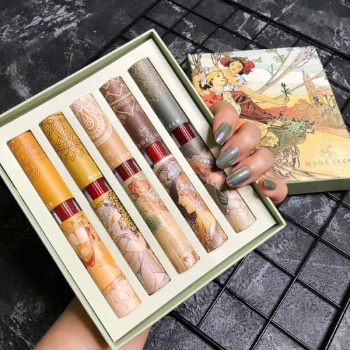 5PCS/SET Matte Lipstick Lip Liner Makeup Lipstick Matte Durable Lip Gloss Waterproof Long-Lasting Nude Red Lipstick Lip Make Up