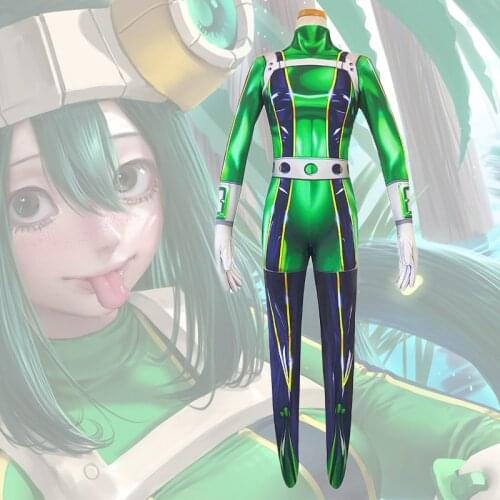 Anime My Hero Academia Asui Tsuyu Cosplay Costumes Women Girls Boku no Hero Academia Froppy Jumpsuit Halloween Costumes C65M85