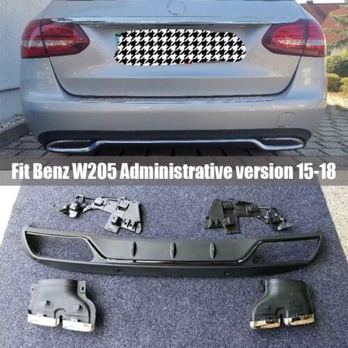 Bumper Diffuser Lip with Exhaust For Mercedes Benz C-Class W205 Administrative version 2015 2016 2017 2018