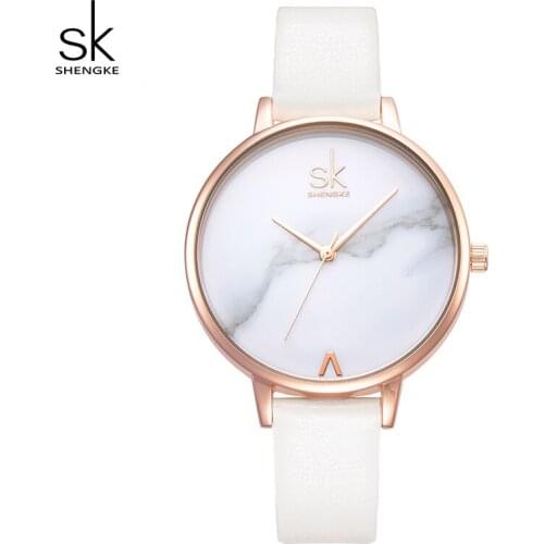 Shengke Creative Women Watches Marble Dial Ladies Leather Wrist Watch Relogio Feminino 2019 SK Luxury Quartz Watch for Women