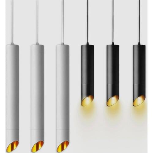 Dimmable Cylinder LED Pendant Lights Long Tube Lamps Dining Room Shop Bar Decoration Cord Pendant Lamp Background Wall Lighting