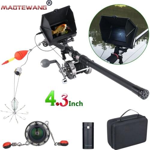 GAMWATERR 4.3 Inch Fish Finder Underwater Fishing Camera 10 PCS IR LED Night Vision 180 Degrees Sea wheel Camera For Fishing