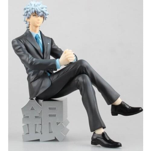 Hot Sale Japan Anime G.E.M Gintama Sakata Gintoki Glasses Business Suit Sitting Ver PVC Action Figure Model Handsome Boy Toys