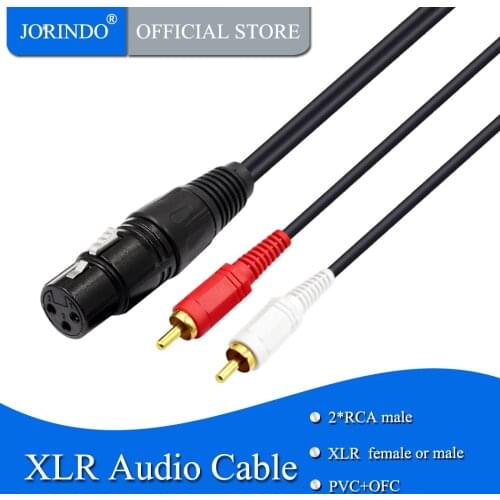 JORINDO 1.5M-4.9FT XLR male or female to dual RCA Audio Splitter Y Cable,2*RCA male pulg to XLR Microphone mixer line