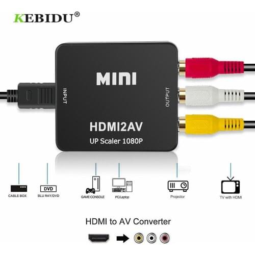 Kebidu HD 1080P HDMI-compatible to RCA AV/CVSB L/R Video Converter Box Chip 1920*1080 60Hz 2AV Support NTSC PAL Output Newest