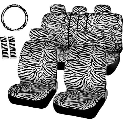 Short Plush White Zebra Seat Covers Set Car Seats Steering Wheel Cover Shoulder Pad car Seat Cover for bmw toyota rav4 2015