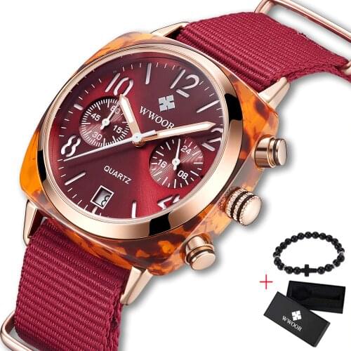 Beautiful Womens Quartz Watches Fashion Nylon Ladies Wrist Watch Reloj Mujer WWOOR Hot Female Clock Free gift Box For Women