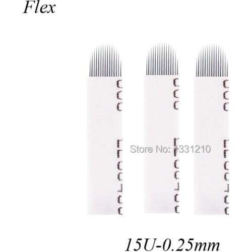 LÂMINA FLEX 15U - 0,25MM REGULAR Microblading Needles for Permanent Makeup Supplies Manual Eyebrow Blades