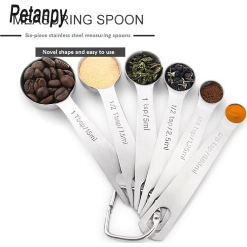Metal 6pcs/Set Measuring Spoon Baking Tool For Baking Coffee Tea Stainless Steel Measuring Spoon Kitchen Accessories