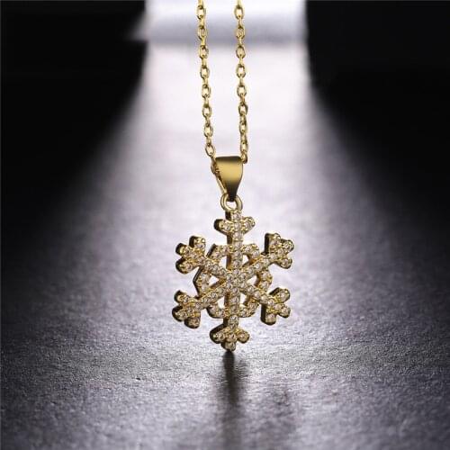 Juya Ali Moda Fashion Pendant Necklace Supplies Micro Pave Zircon Snowflake Necklaces For Women New Year Christmas Gift Jewelry