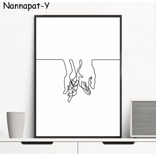 Abstract Geometric Curve Hand Nordic Poster Wall Art Printed Canvas Painting Black White Wall Picture For Living Room Decoration