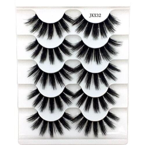 2019 NEW 5 Pairs 3D Mink Hair False Eyelashes Natural/Thick Long Eye Lashes Wispy Makeup Beauty Extension Tools Wimpers JKX