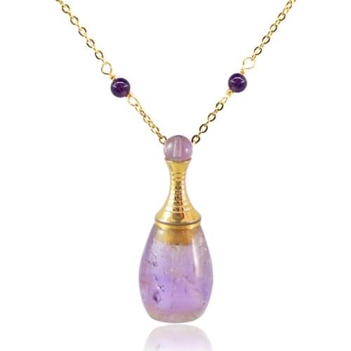 1PC Natural Stone Bottle Pendants Memorial Keepsake Jewelry Cremation Urn Necklace For Ashes
